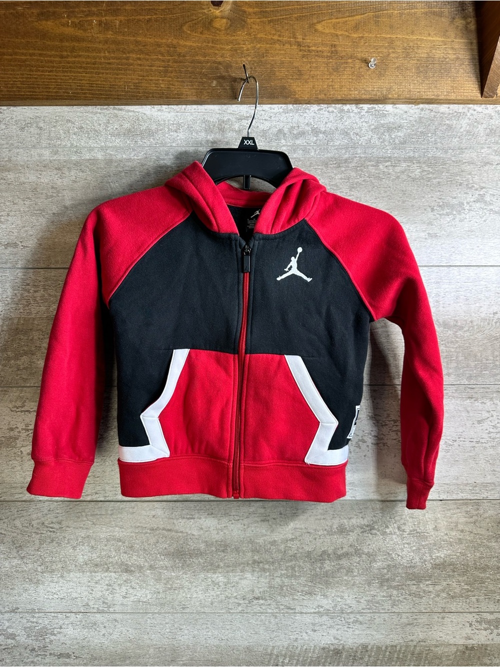 Jordan Boys Diamond Fleece Full Zip Hoodie Black Red White Size boys 6